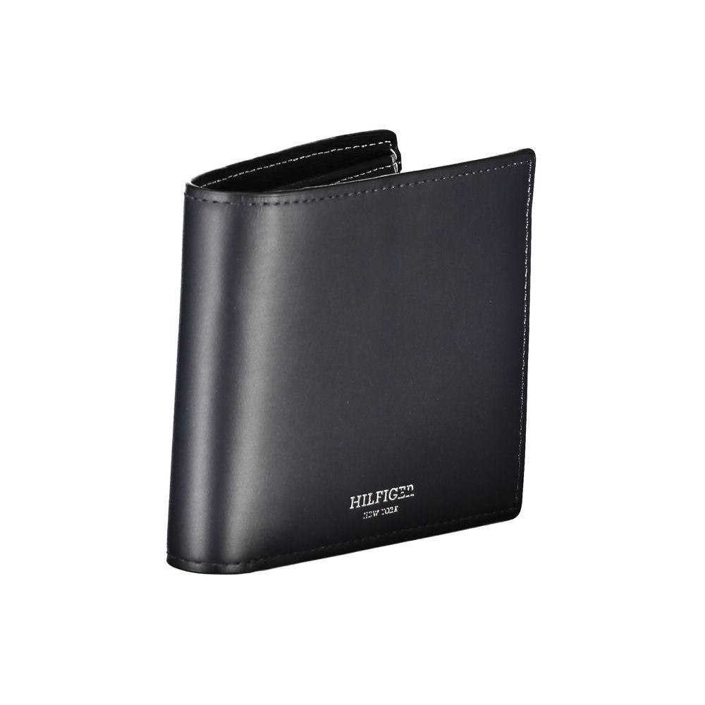 Tommy Hilfiger portemonnee in blauw leer met contrasterende details en logo Tommy Hilfiger