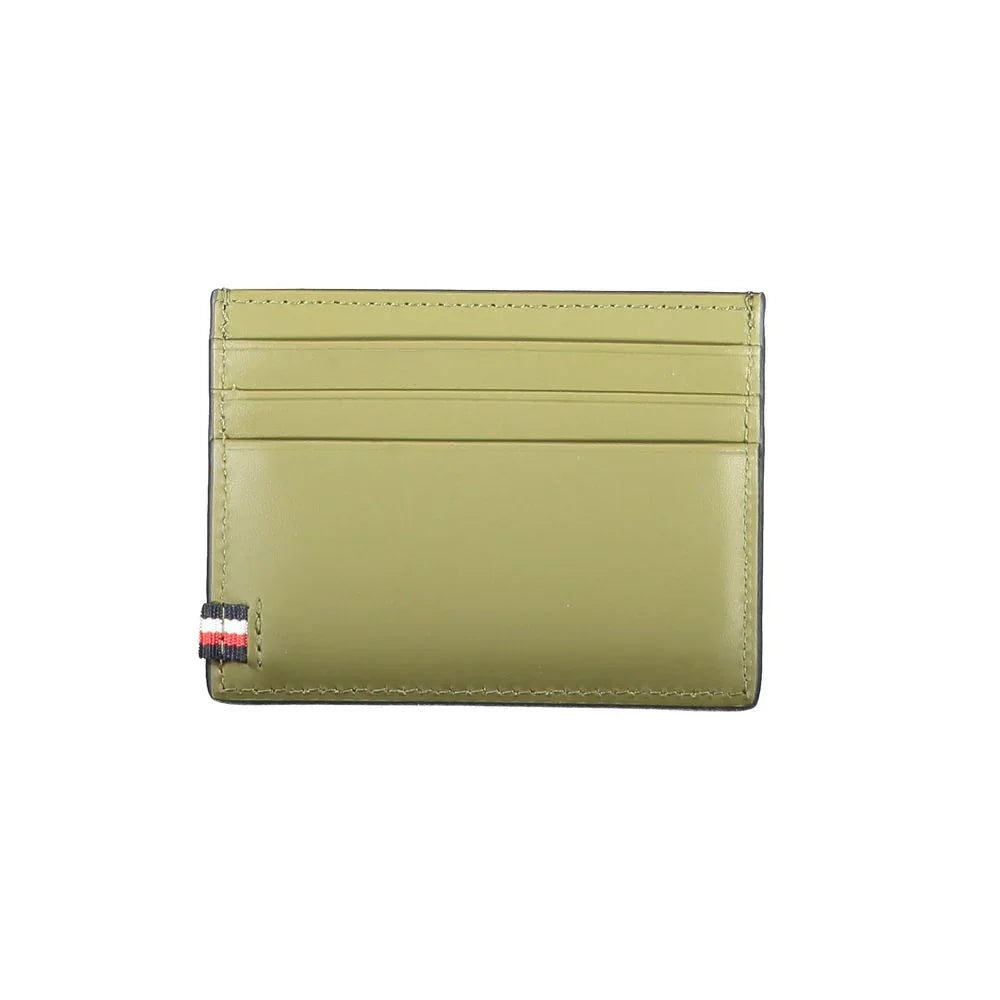 Tommy Hilfiger kaarthouder in zwart leer met centraal vak, contrasterende details en logo - MARANOS