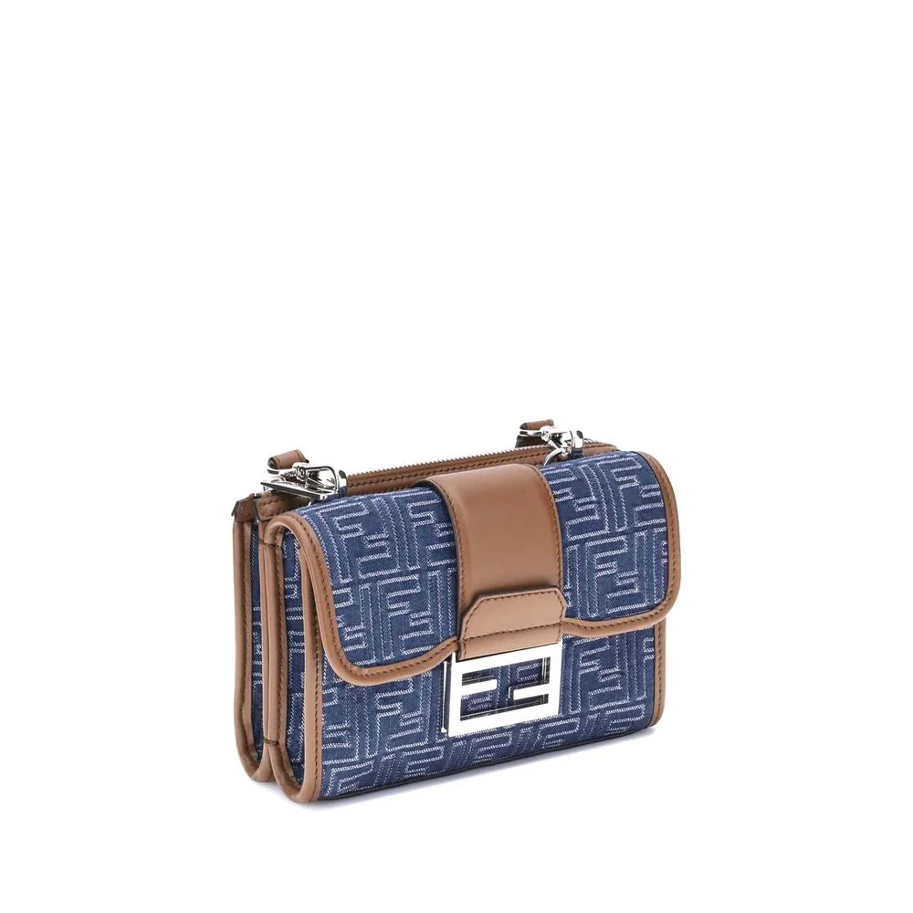 Fendi Baguette schoudertas van denim-jacquard - MARANOS