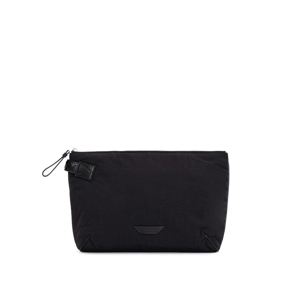 Bottega Veneta clutch in zwart nylon met leren handgreep en logo - MARANOS