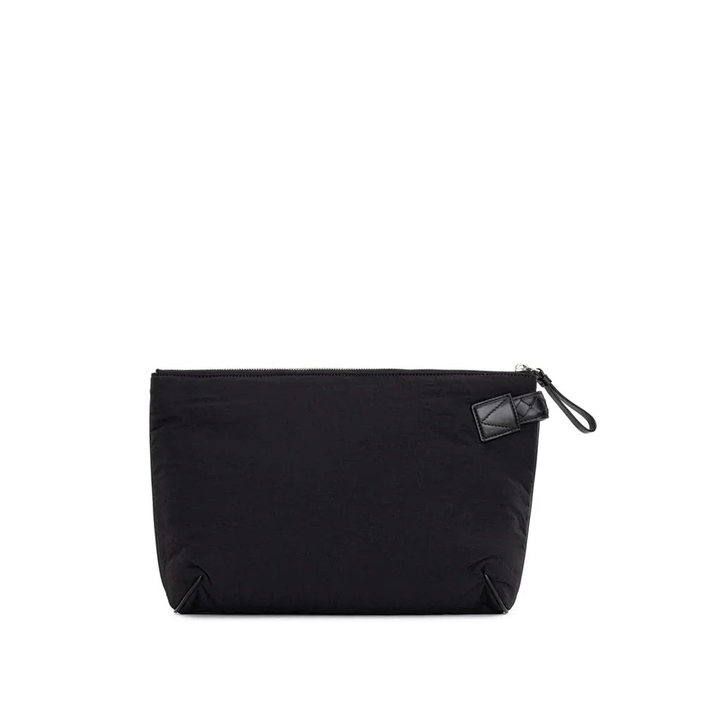 Bottega Veneta clutch in zwart nylon met leren handgreep en logo - MARANOS