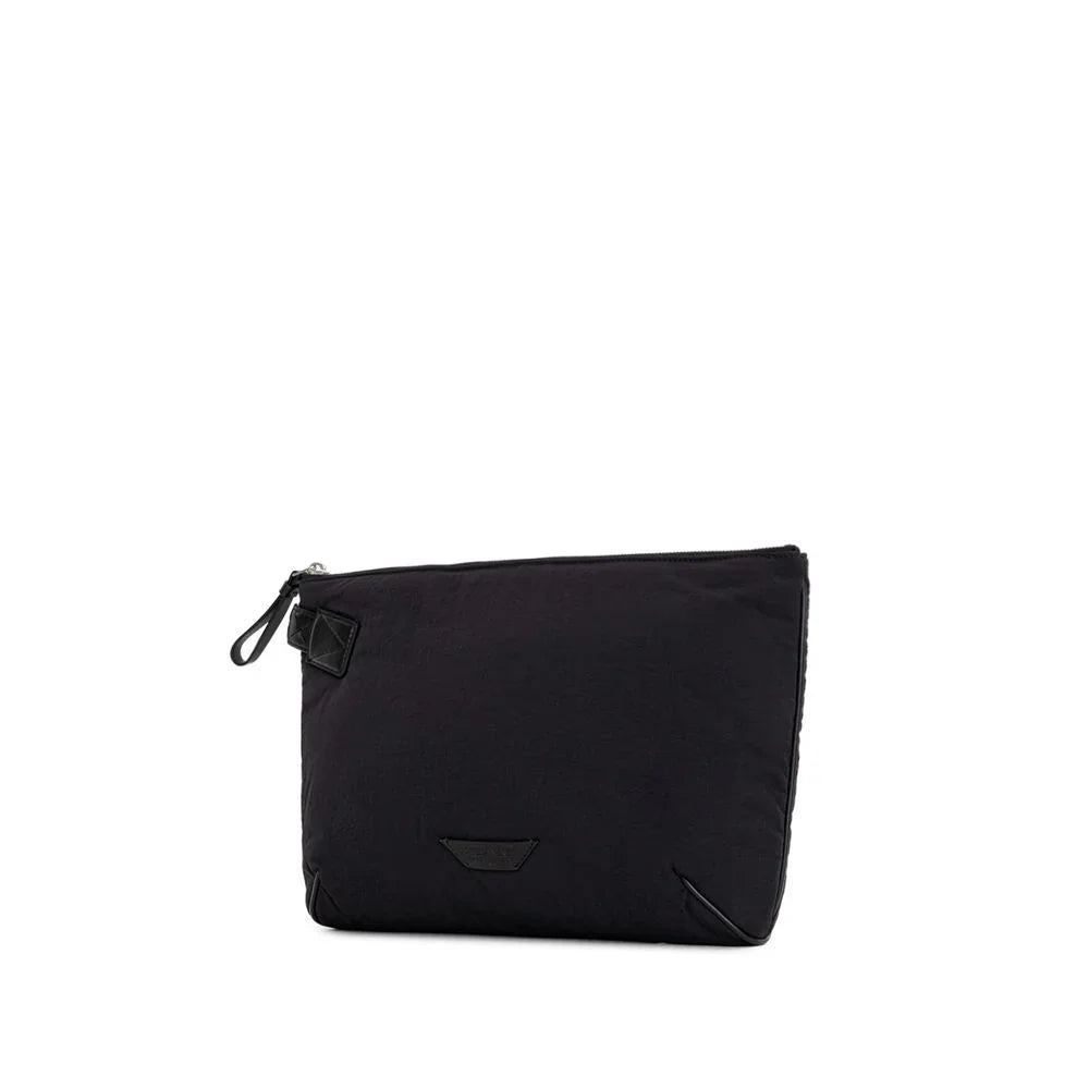 Bottega Veneta clutch in zwart nylon met leren handgreep en logo - MARANOS