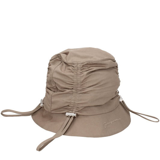 Jacquemus beige katoenen hoed met zilverkleurig logo Jacquemus