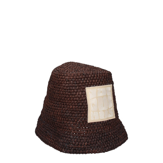 Jacquemus bruine raffia hoed met logodetail Jacquemus