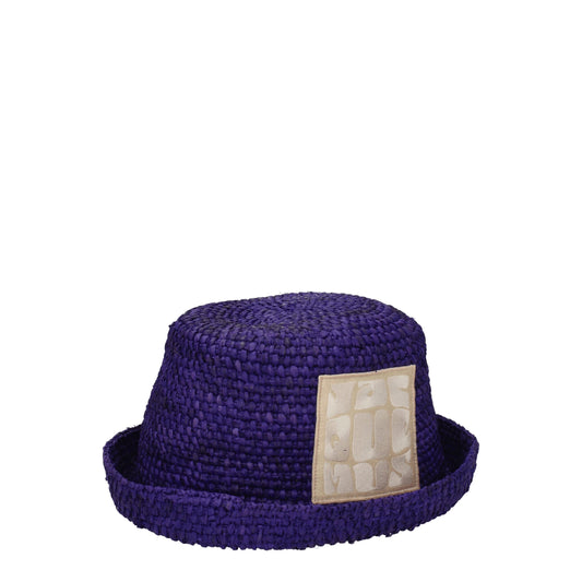 Jacquemus paarse raffia hoed met logodetail Jacquemus