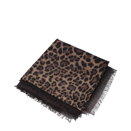 Valentino Garavani Brown Cashmere Foulard Valentino Garavani