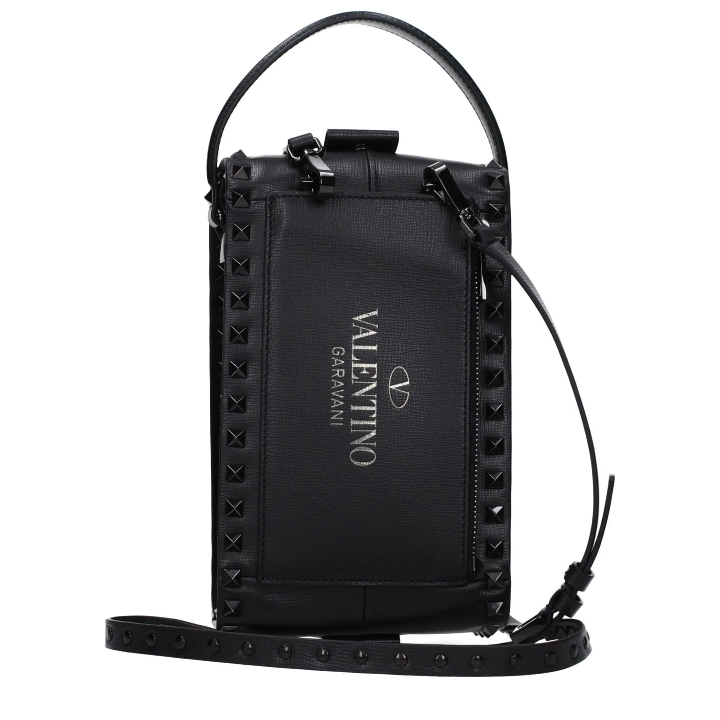 Valentino Garavani zwarte leren clutch met studs - MARANOS