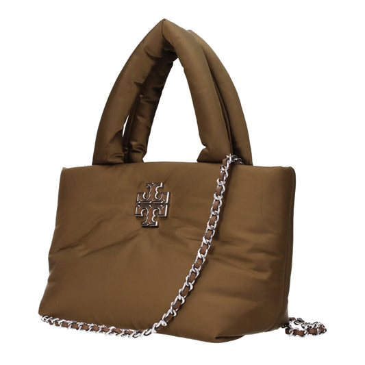 Tory Burch bruine stoffen handtas - MARANOS