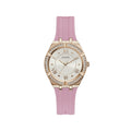 Guess horloge met roze rubberen band en gouden kast