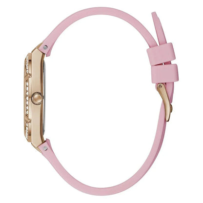 Guess horloge met roze rubberen band en gouden kast - MARANOS