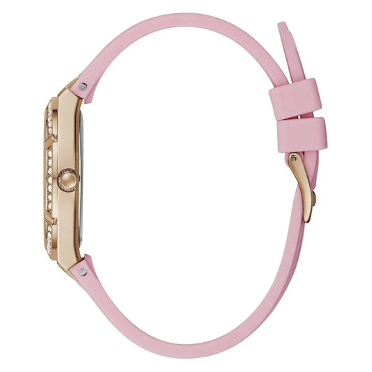 Guess horloge met roze rubberen band en gouden kast - MARANOS