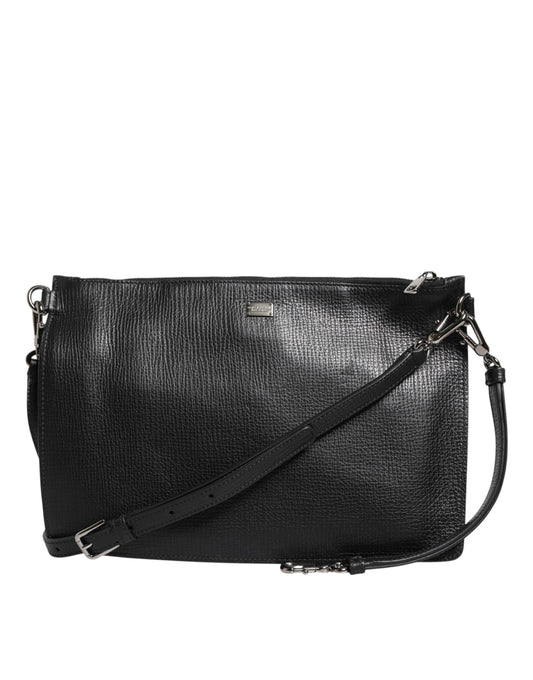 Dolce & Gabbana Black Palmellato Leather Logo Plaque Shoulder Borse Bag Dolce & Gabbana