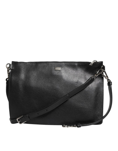Dolce & Gabbana Black Palmellato Leather Logo Plaque Shoulder Borse Bag Dolce & Gabbana