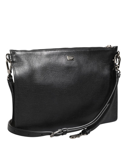 Dolce & Gabbana Black Palmellato Leather Logo Plaque Shoulder Borse Bag Dolce & Gabbana