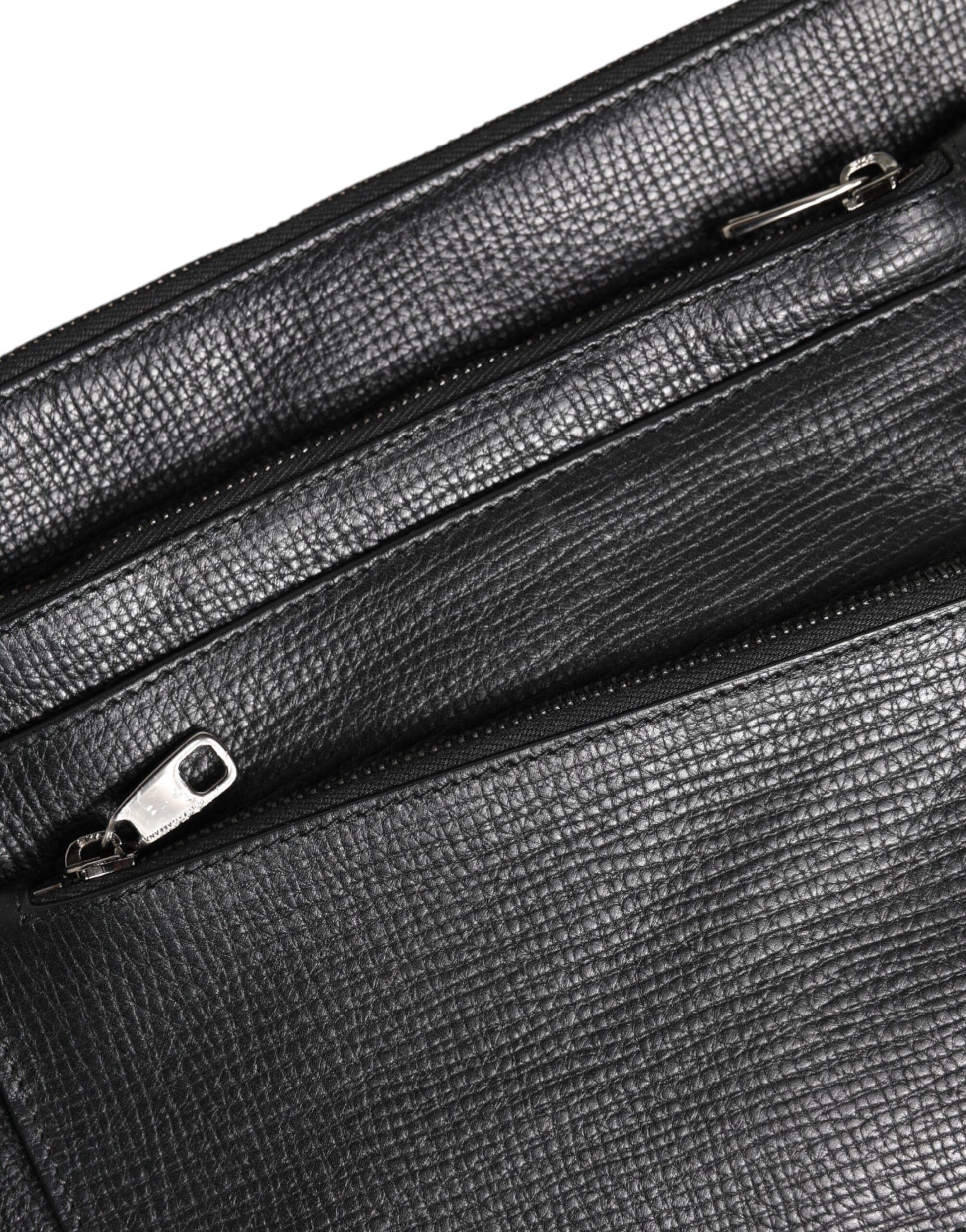 Dolce & Gabbana Black Palmellato Leather Logo Plaque Shoulder Borse Bag Dolce & Gabbana
