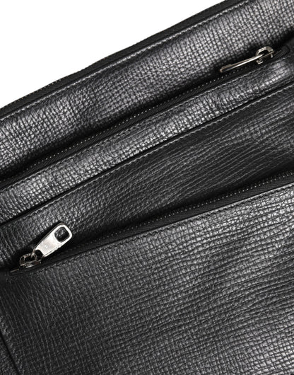 Dolce & Gabbana Black Palmellato Leather Logo Plaque Shoulder Borse Bag Dolce & Gabbana