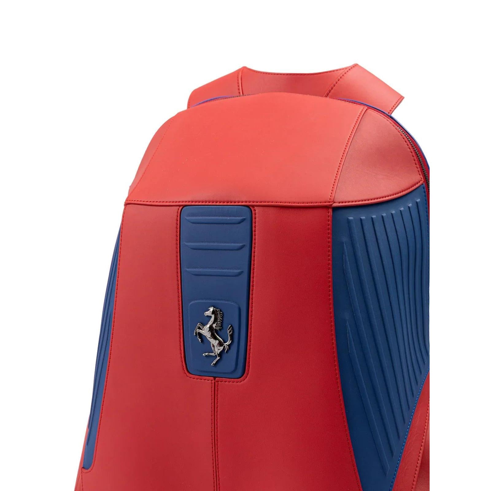 Ferrari rugzak in rood leer met metalen details - MARANOS