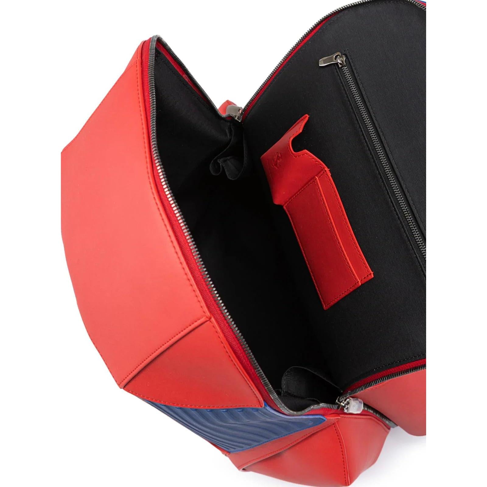 Ferrari rugzak in rood leer met metalen details - MARANOS
