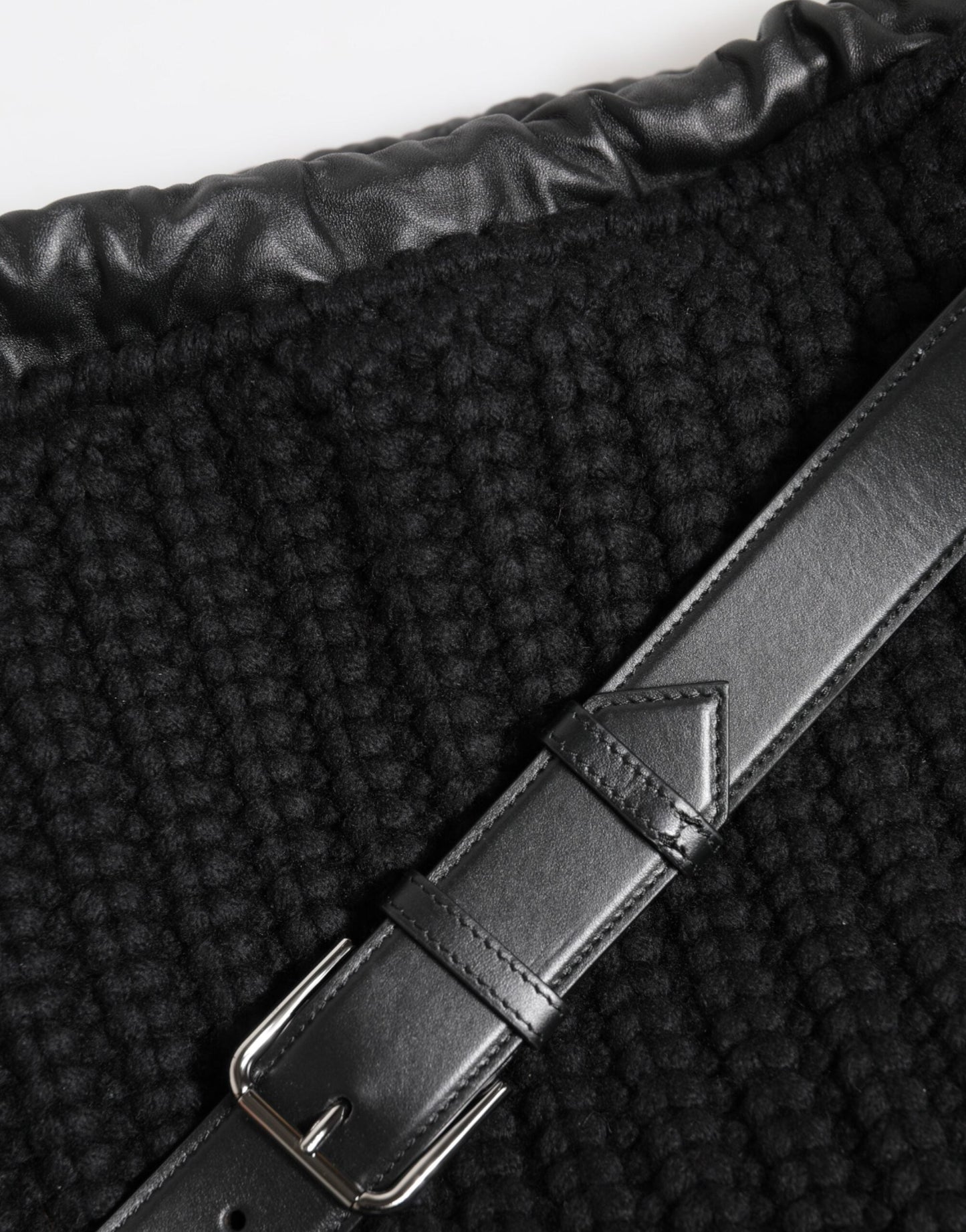 Dolce & Gabbana Black Cashmere Knitted Leather Shoulder Women Borse Bag Dolce & Gabbana