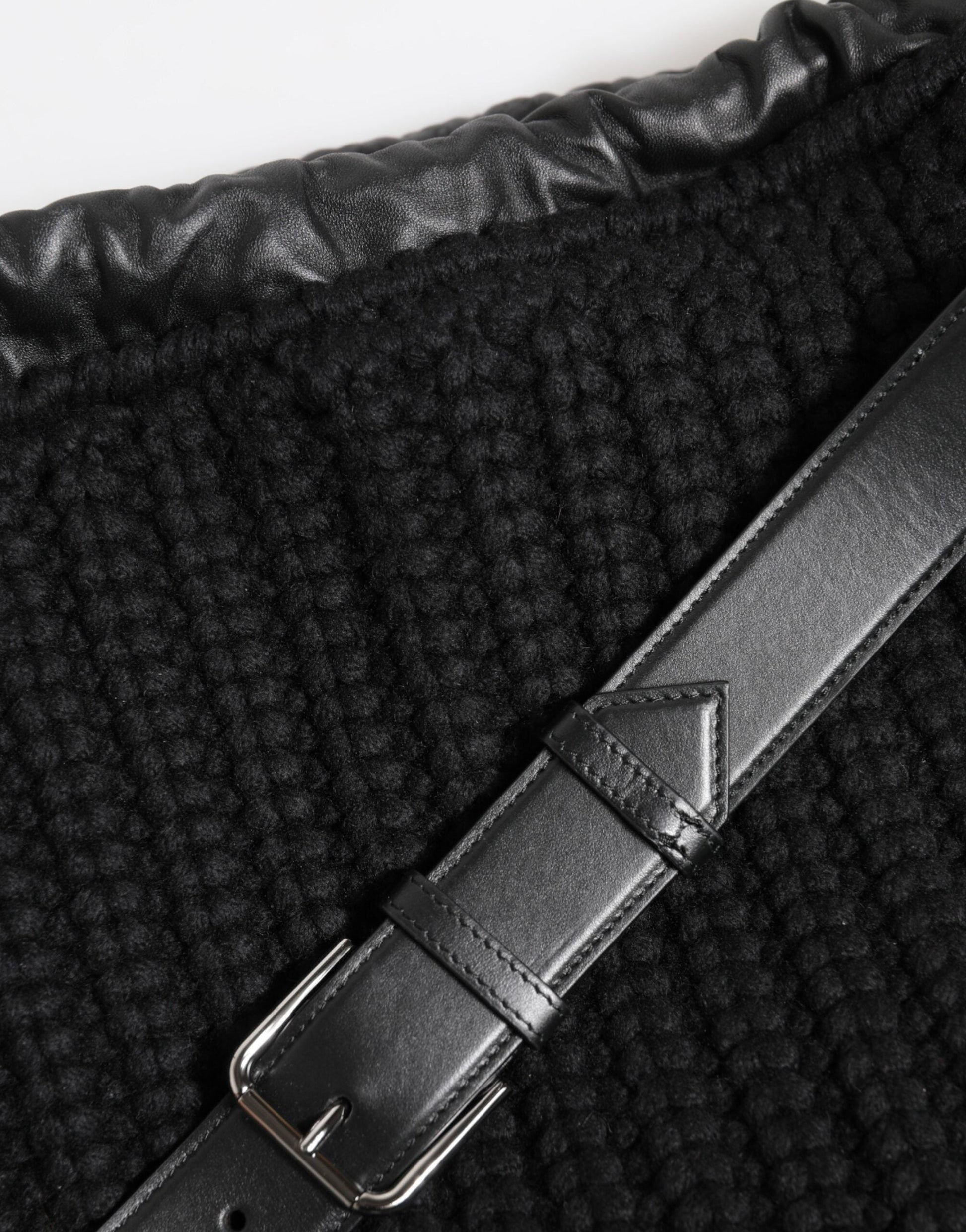 Dolce & Gabbana Black Cashmere Knitted Leather Shoulder Women Borse Bag Dolce & Gabbana