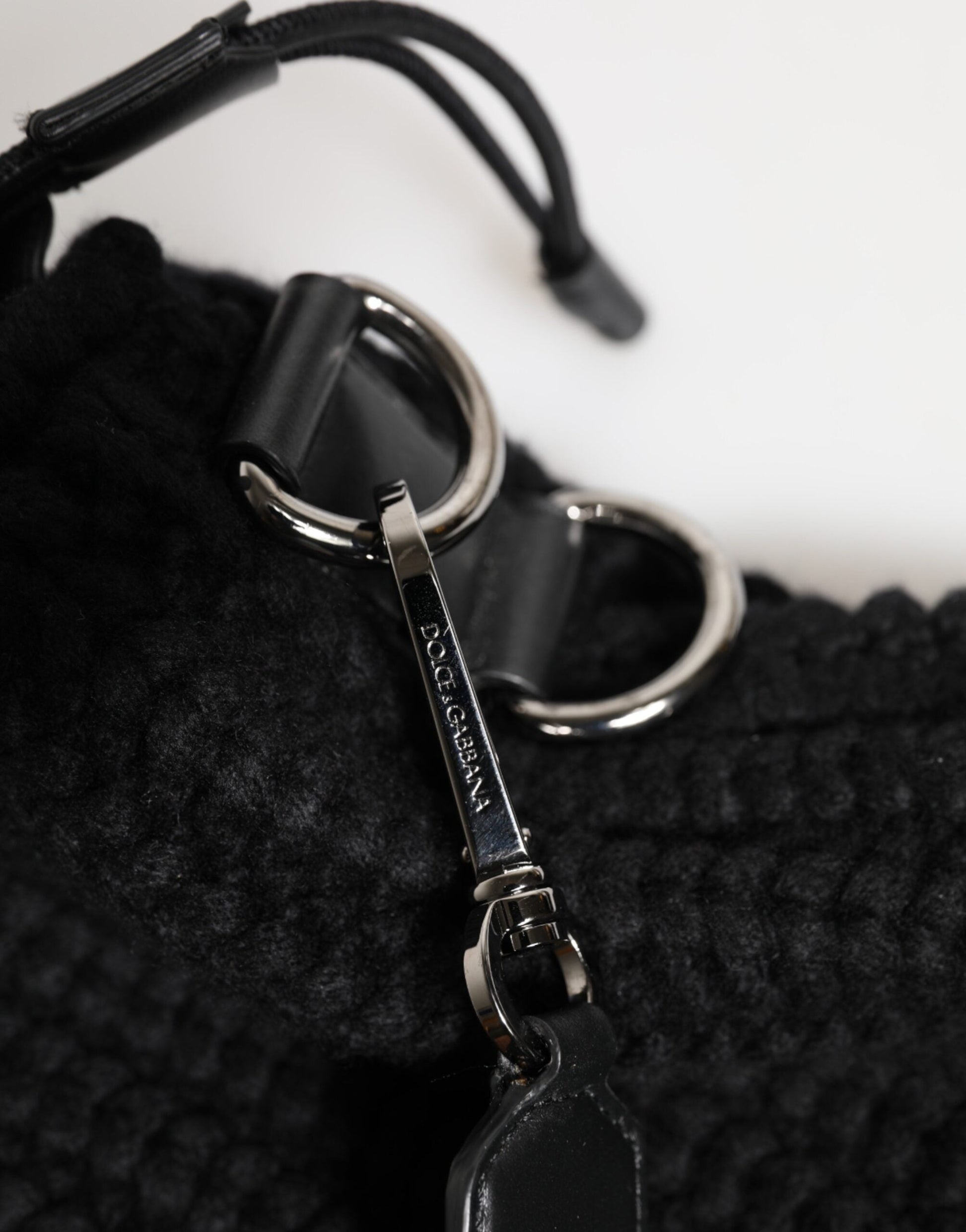 Dolce & Gabbana Black Cashmere Knitted Leather Shoulder Women Borse Bag Dolce & Gabbana