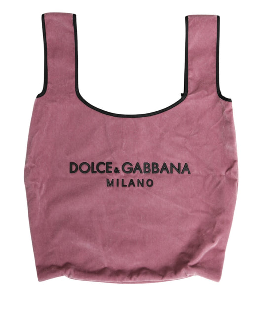 Dolce & Gabbana Pink Cotton Velvet DG MILANO Shoulder Shopping Borse Bag Dolce & Gabbana