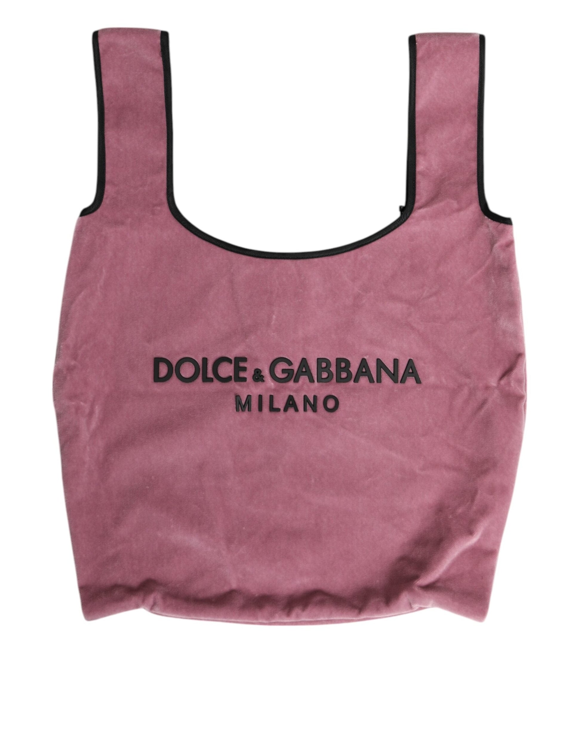 Dolce & Gabbana Pink Cotton Velvet DG MILANO Shoulder Shopping Borse Bag Dolce & Gabbana
