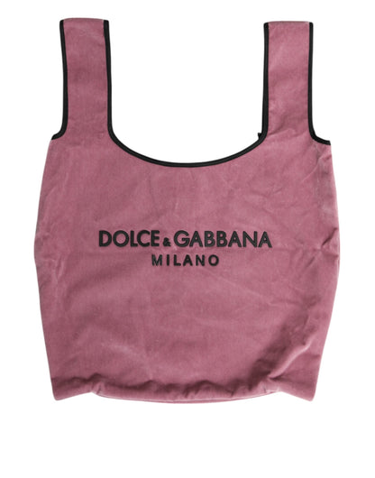 Dolce & Gabbana Pink Cotton Velvet DG MILANO Shoulder Shopping Borse Bag Dolce & Gabbana