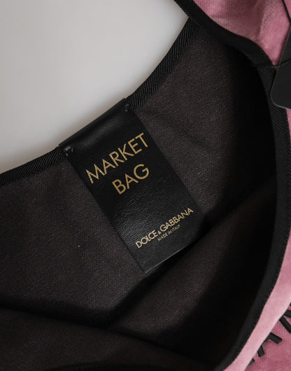 Dolce & Gabbana Pink Cotton Velvet DG MILANO Shoulder Shopping Borse Bag Dolce & Gabbana