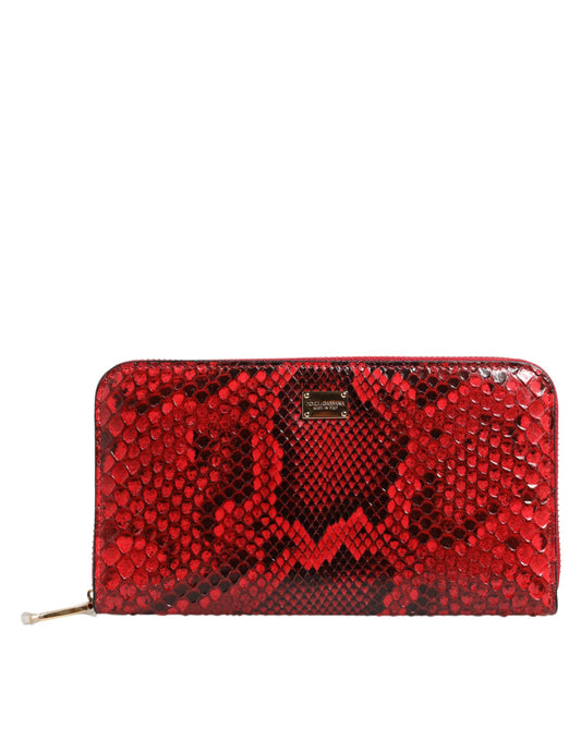 Dolce & Gabbana Red Exotic Leather Zip Around Continental Clutch Wallet Dolce & Gabbana