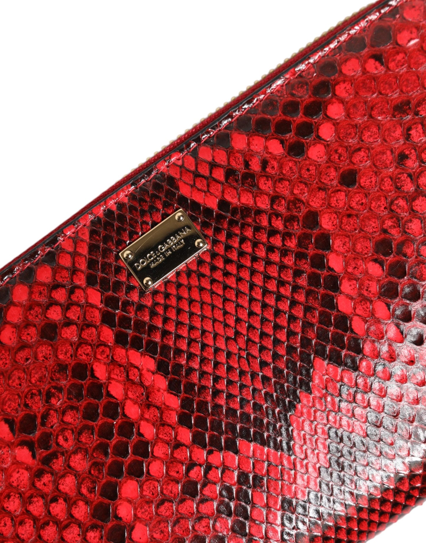 Dolce & Gabbana Red Exotic Leather Zip Around Continental Clutch Wallet Dolce & Gabbana