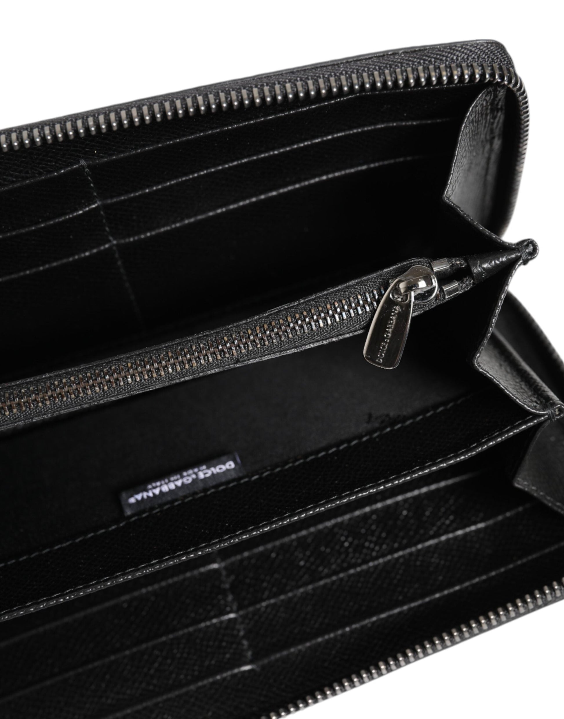 Dolce & Gabbana Black Gray Leopard Leather Zip Around Continental Wallet Dolce & Gabbana