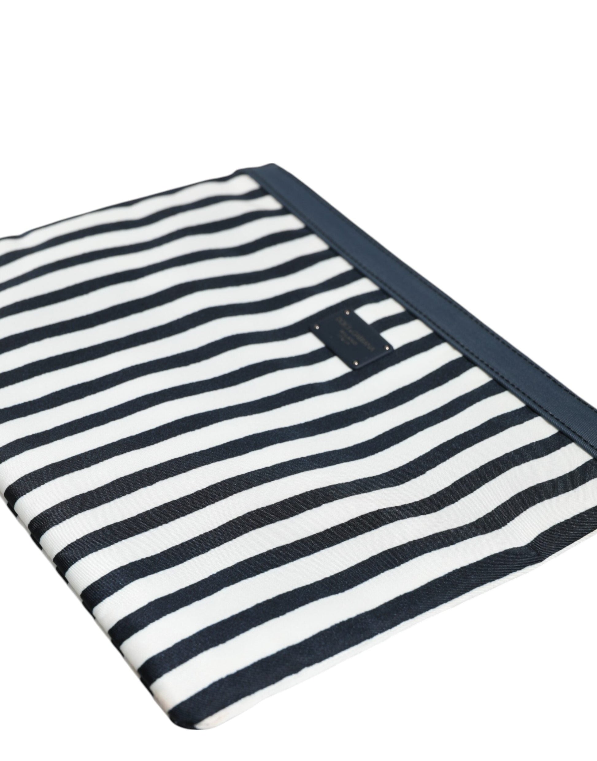 Dolce & Gabbana Black White Striped Logo Plaque Clutch Pouch Bag Dolce & Gabbana