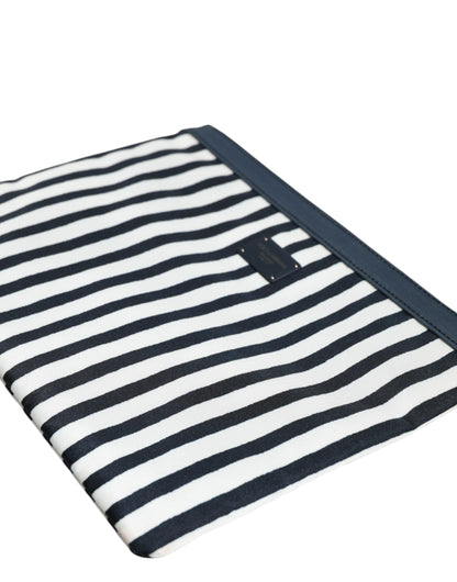 Dolce & Gabbana Black White Striped Logo Plaque Clutch Pouch Bag Dolce & Gabbana