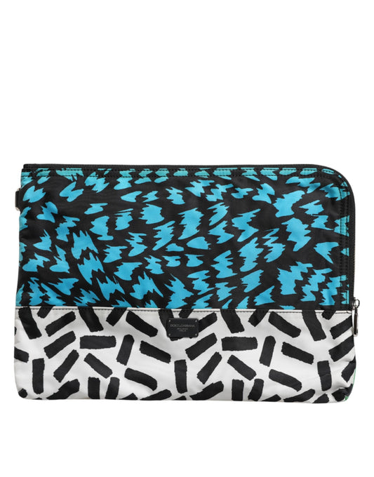 Dolce & Gabbana Multicolor Printed Nylon Logo Plaque Men Clutch Pouch Bag Dolce & Gabbana