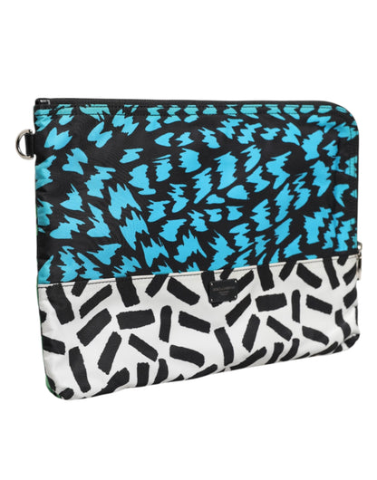 Dolce & Gabbana Multicolor Printed Nylon Logo Plaque Men Clutch Pouch Bag Dolce & Gabbana