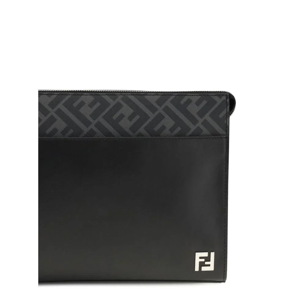 Fendi Pouch in Leer en FF Canvas - MARANOS