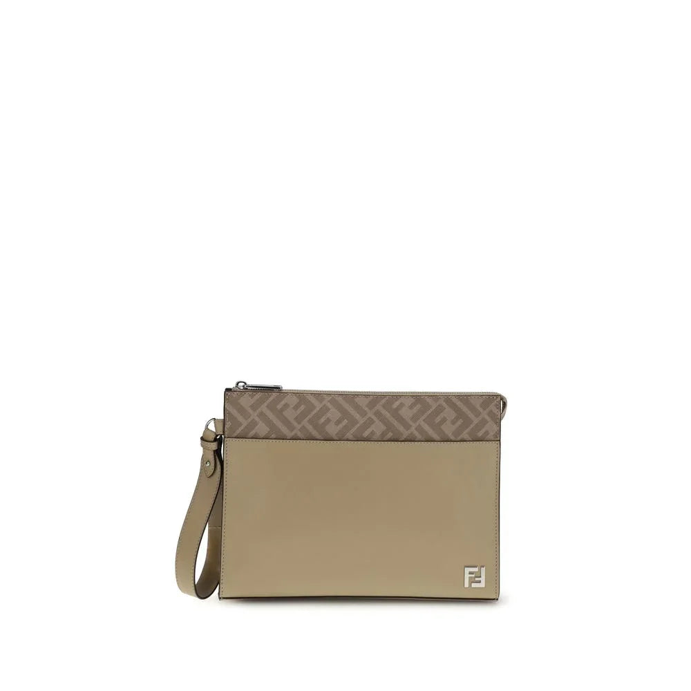 Fendi Pouch in Leer en FF Canvas - MARANOS