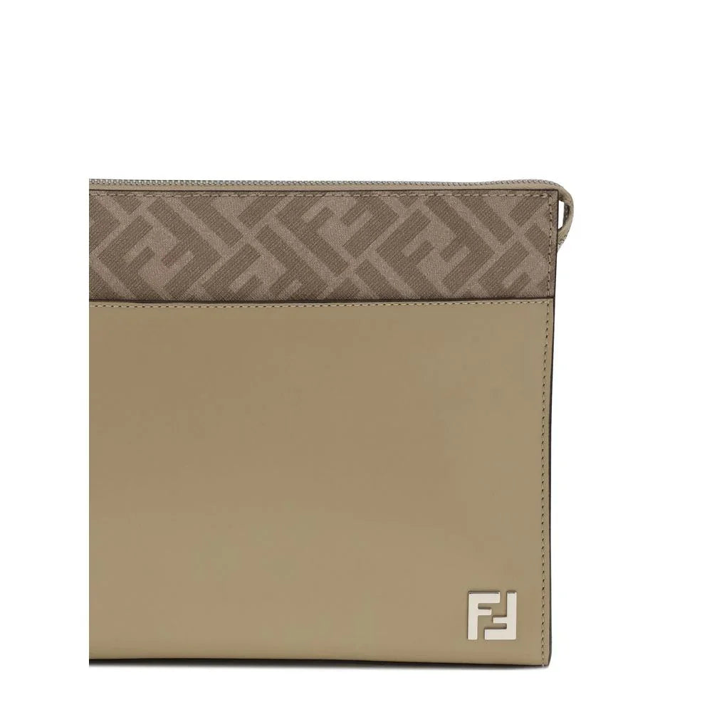 Fendi Pouch in Leer en FF Canvas - MARANOS