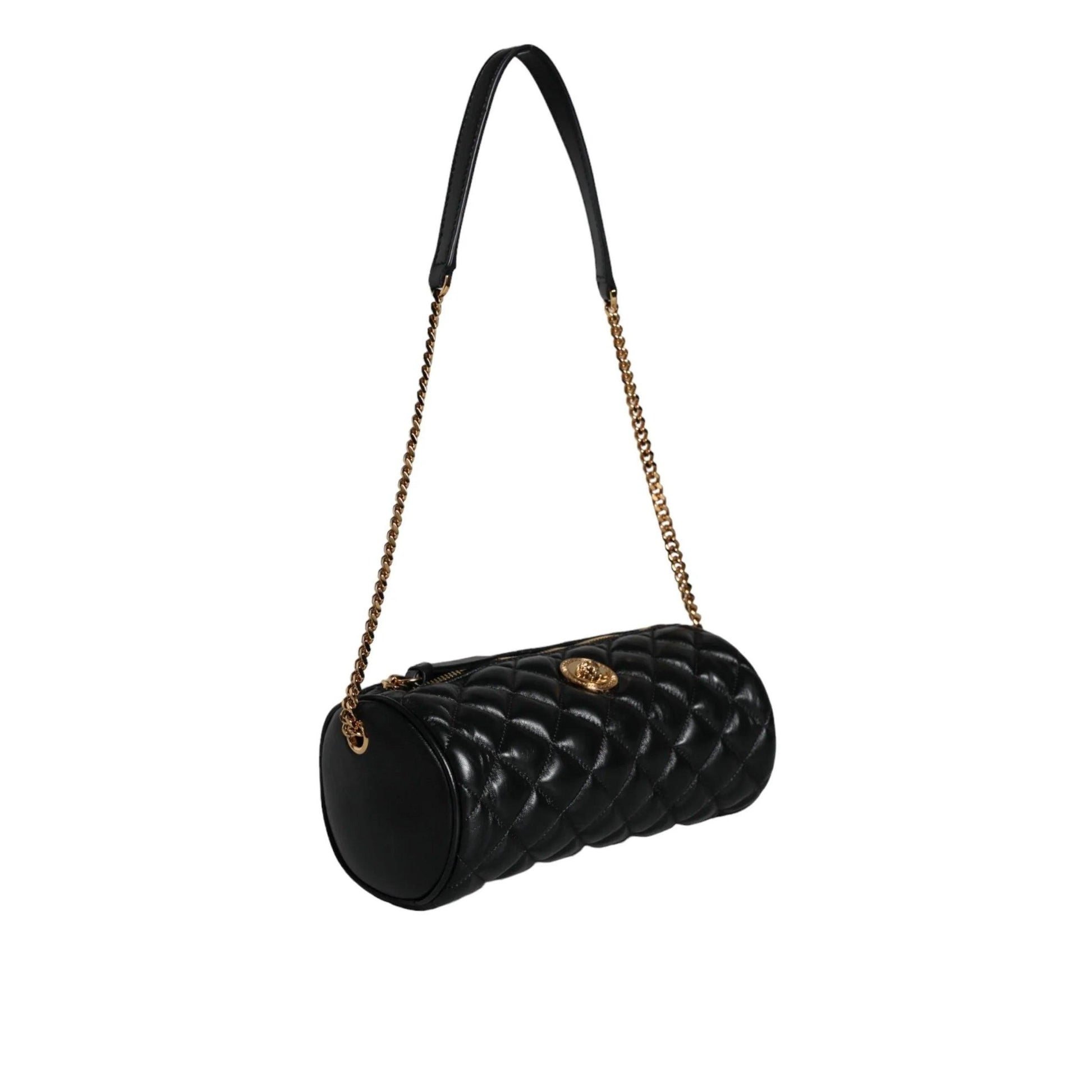 Versace zwarte mini crossbody tas in gewatteerd lamsleer - MARANOS