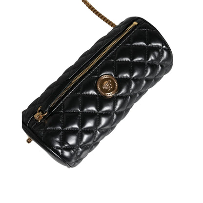 Versace zwarte mini crossbody tas in gewatteerd lamsleer - MARANOS