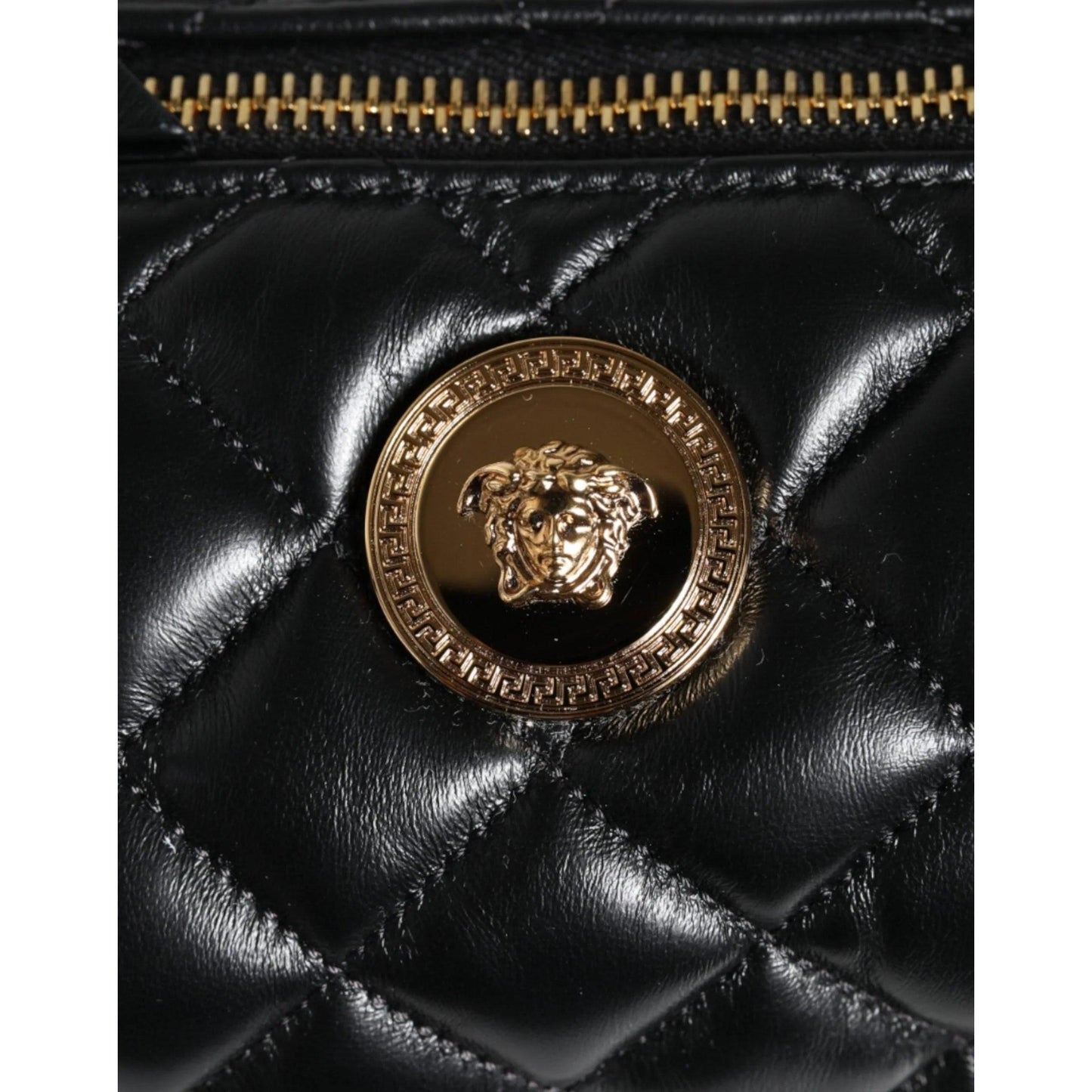 Versace zwarte mini crossbody tas in gewatteerd lamsleer - MARANOS