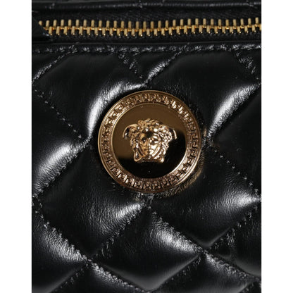 Versace zwarte mini crossbody tas in gewatteerd lamsleer - MARANOS