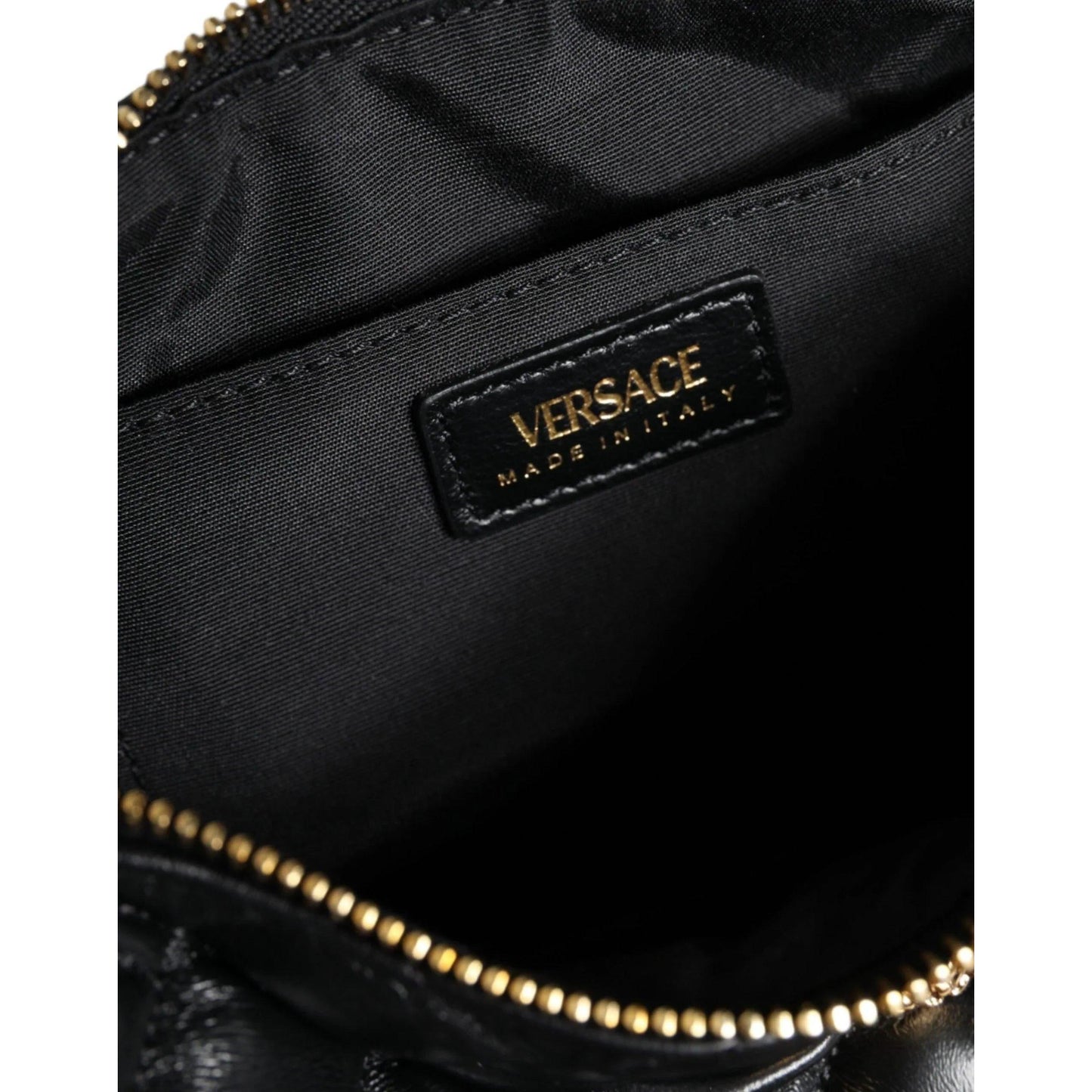Versace zwarte mini crossbody tas in gewatteerd lamsleer - MARANOS