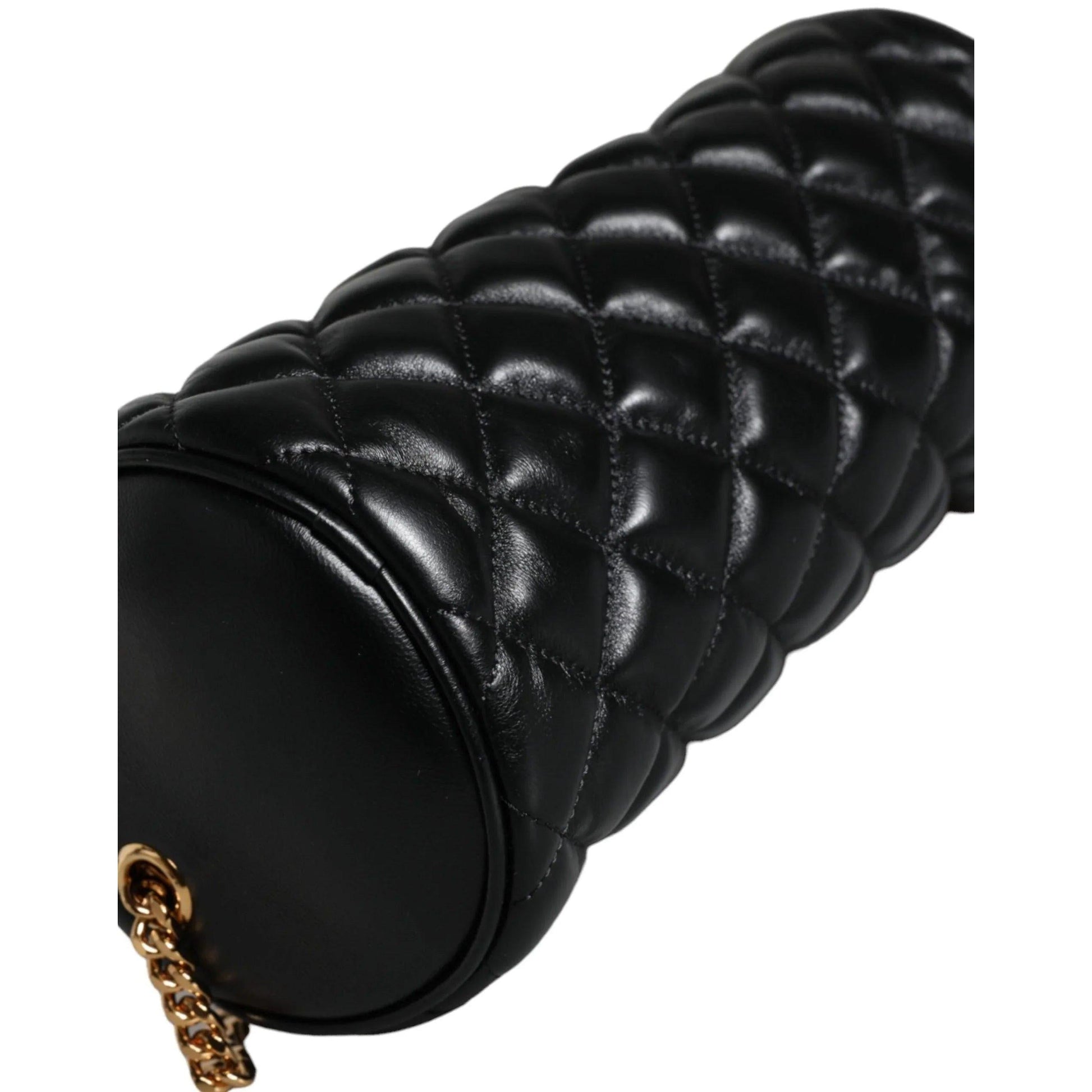 Versace zwarte mini crossbody tas in gewatteerd lamsleer - MARANOS