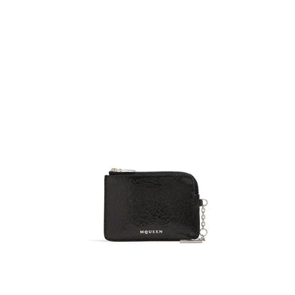Alexander McQueen sleuteltasje Sling Pip in zwart kalfsleer - MARANOS