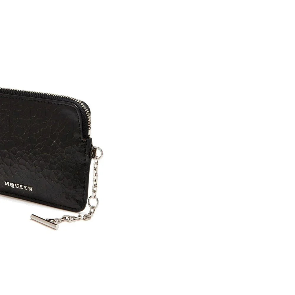 Alexander McQueen sleuteltasje Sling Pip in zwart kalfsleer - MARANOS