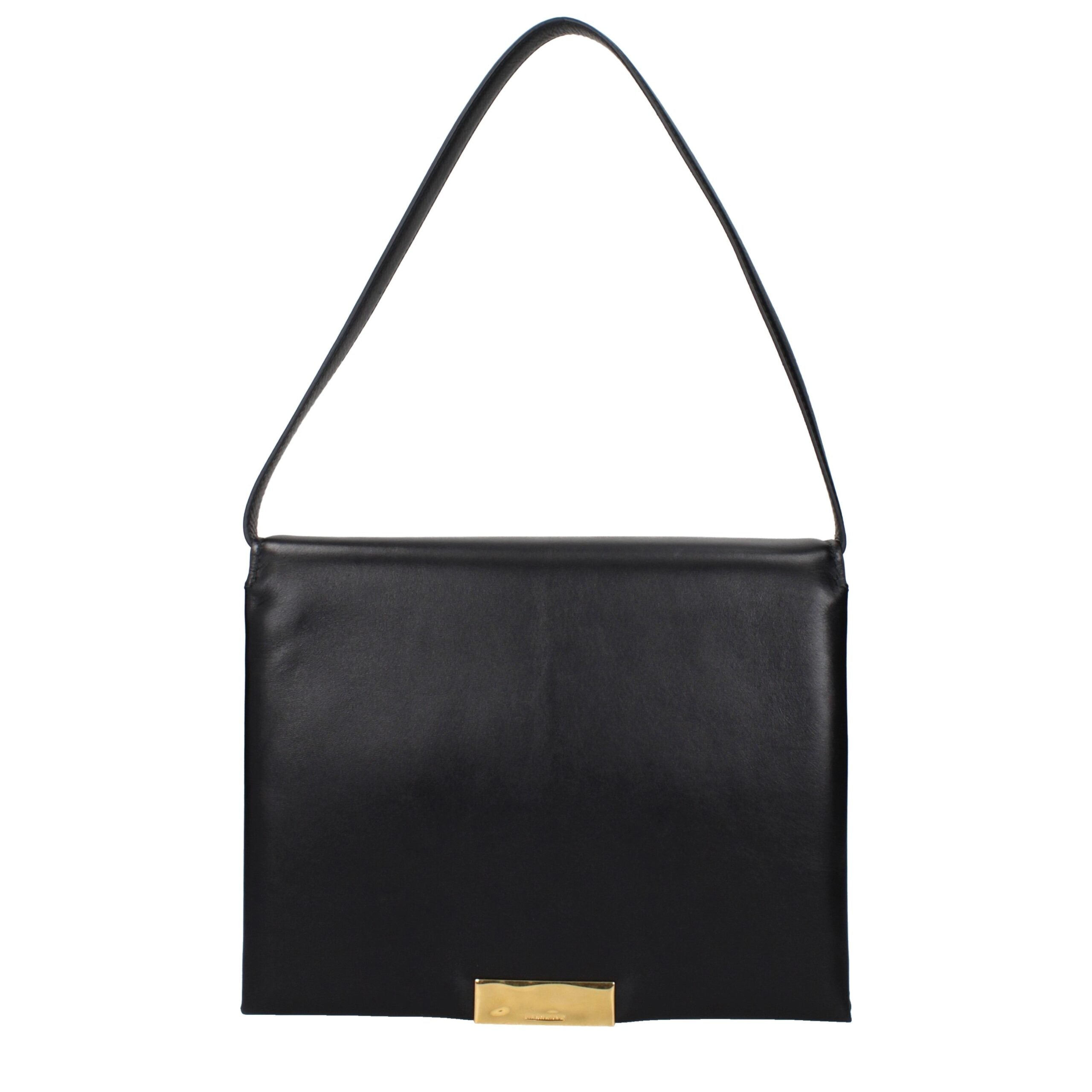 Jil Sander black leather shoulder bag with vintage effect