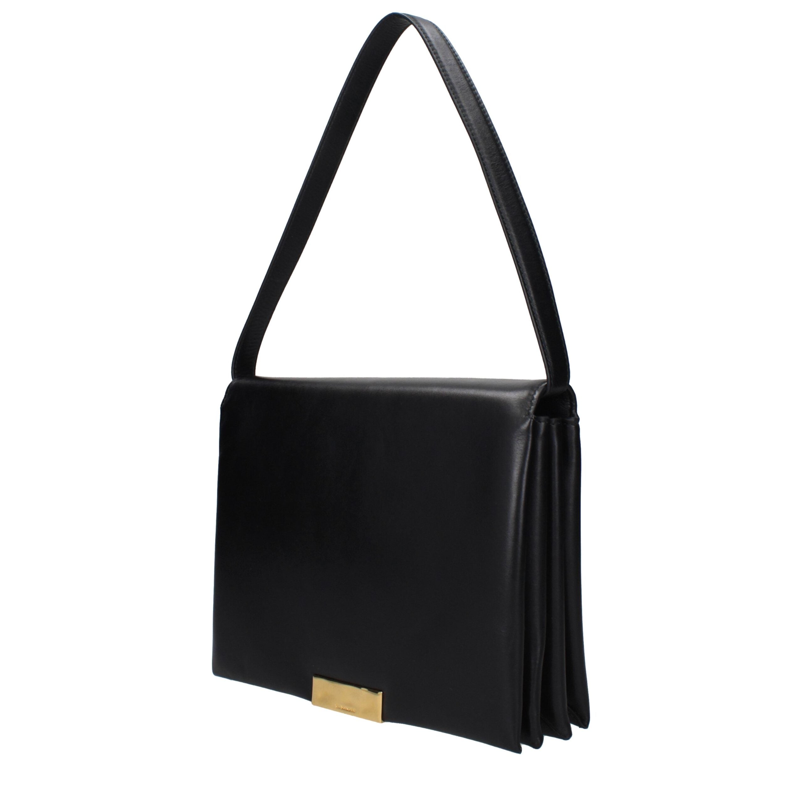 Jil Sander black leather shoulder bag with vintage effect