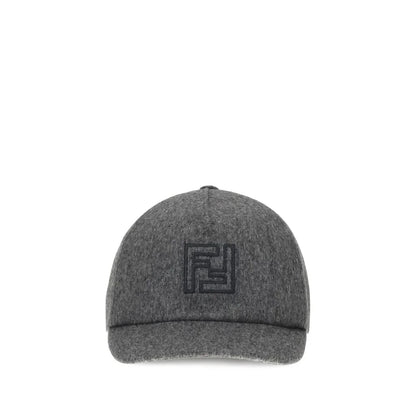 Fendi baseballpet in grijs wolmix met FF-borduursel - MARANOS